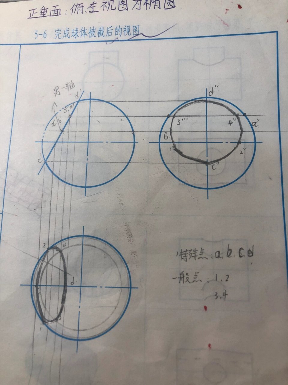 球体的截交线的画法图片