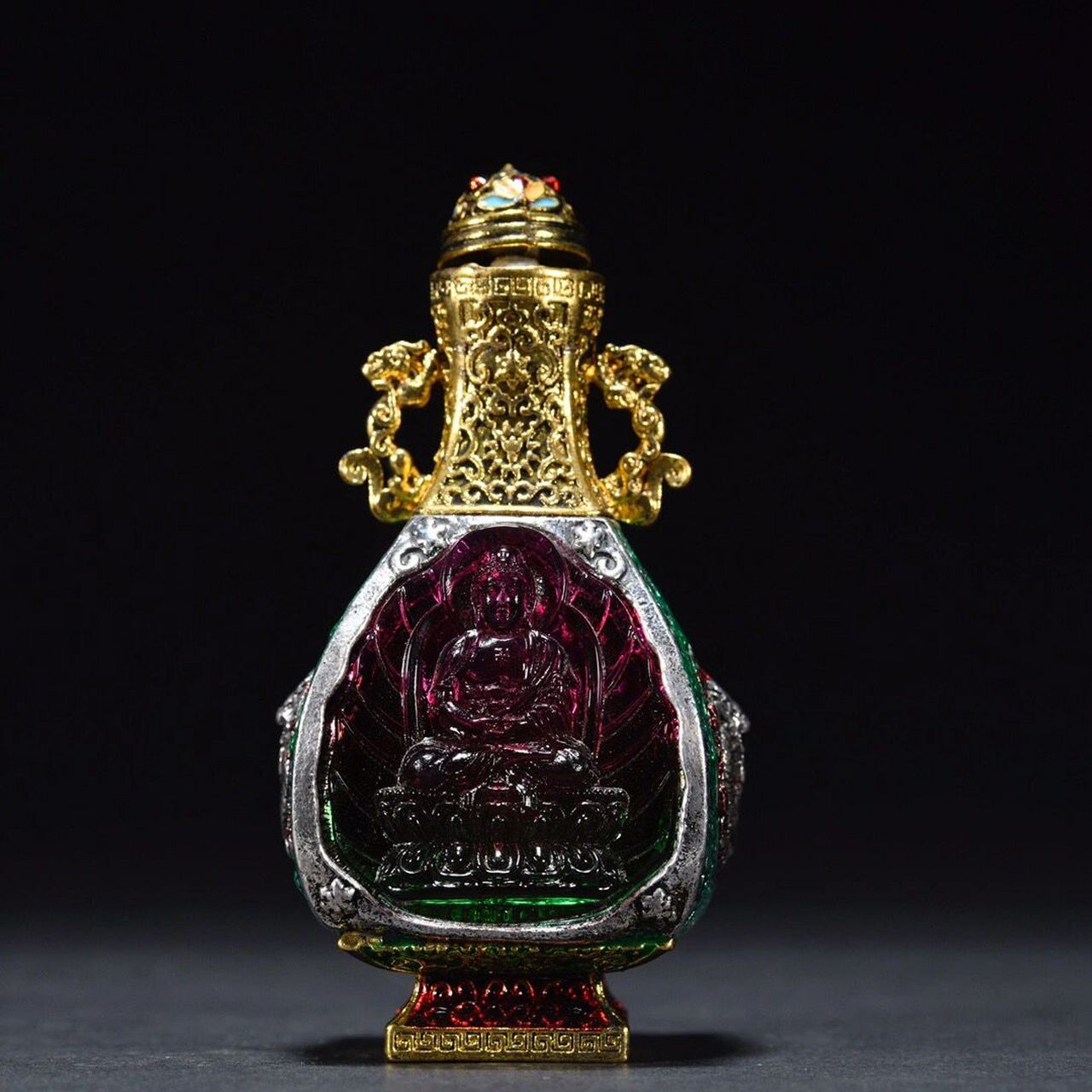 皇都·琉璃包铜鼻烟壶 规格:高10cm 宽5.4cm 重272g
