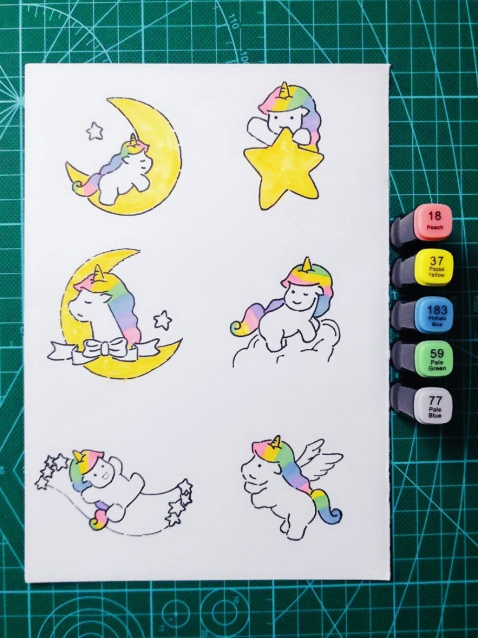 手帐素材独角兽(附简笔画过程) 一起来画梦幻独角兽吧,还可以做成贴纸