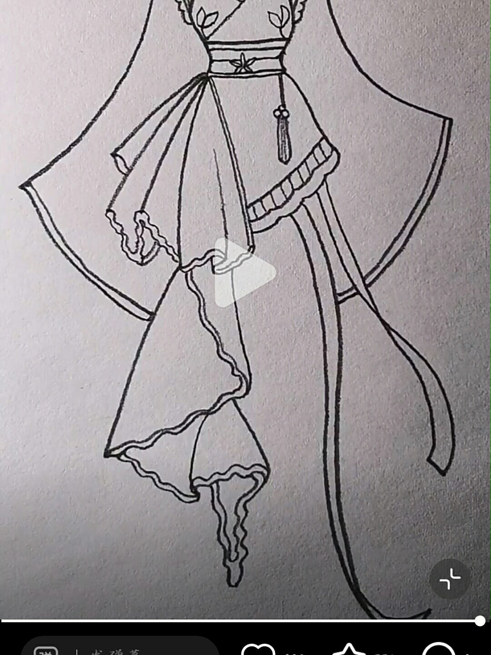 古风裙子简笔画 第一张是原创 第二张是我画的