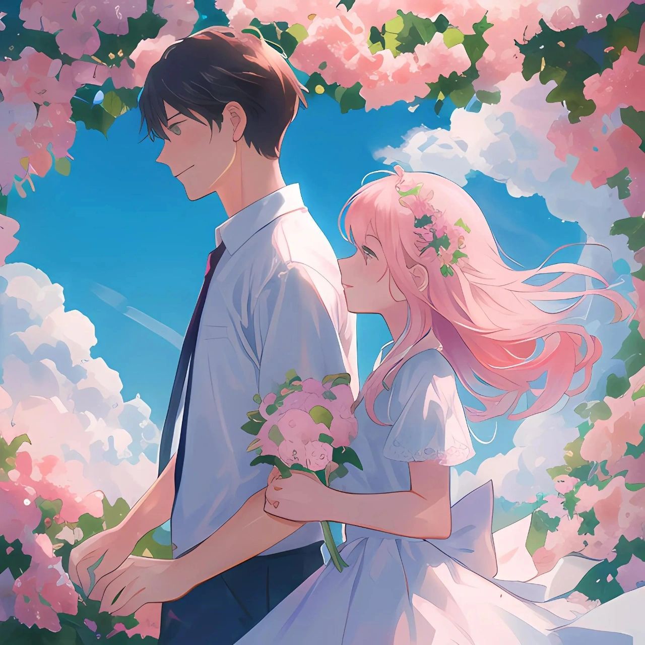 情人节2|唯美烂漫动漫头像|甜甜的恋爱         一个会心的微笑,一句