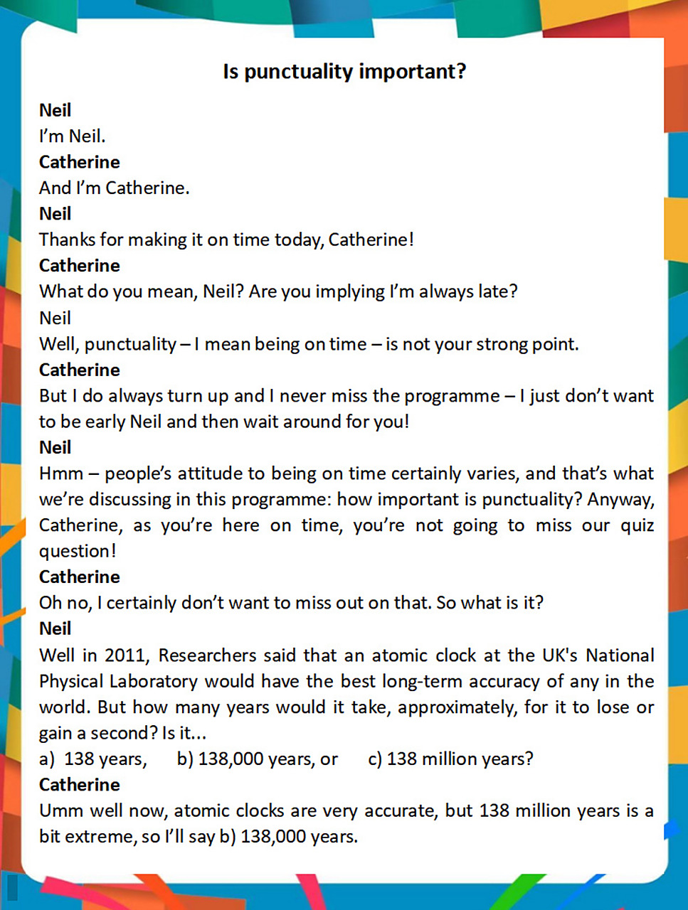 "文本 "is punctuality important?" #屠雅攻略