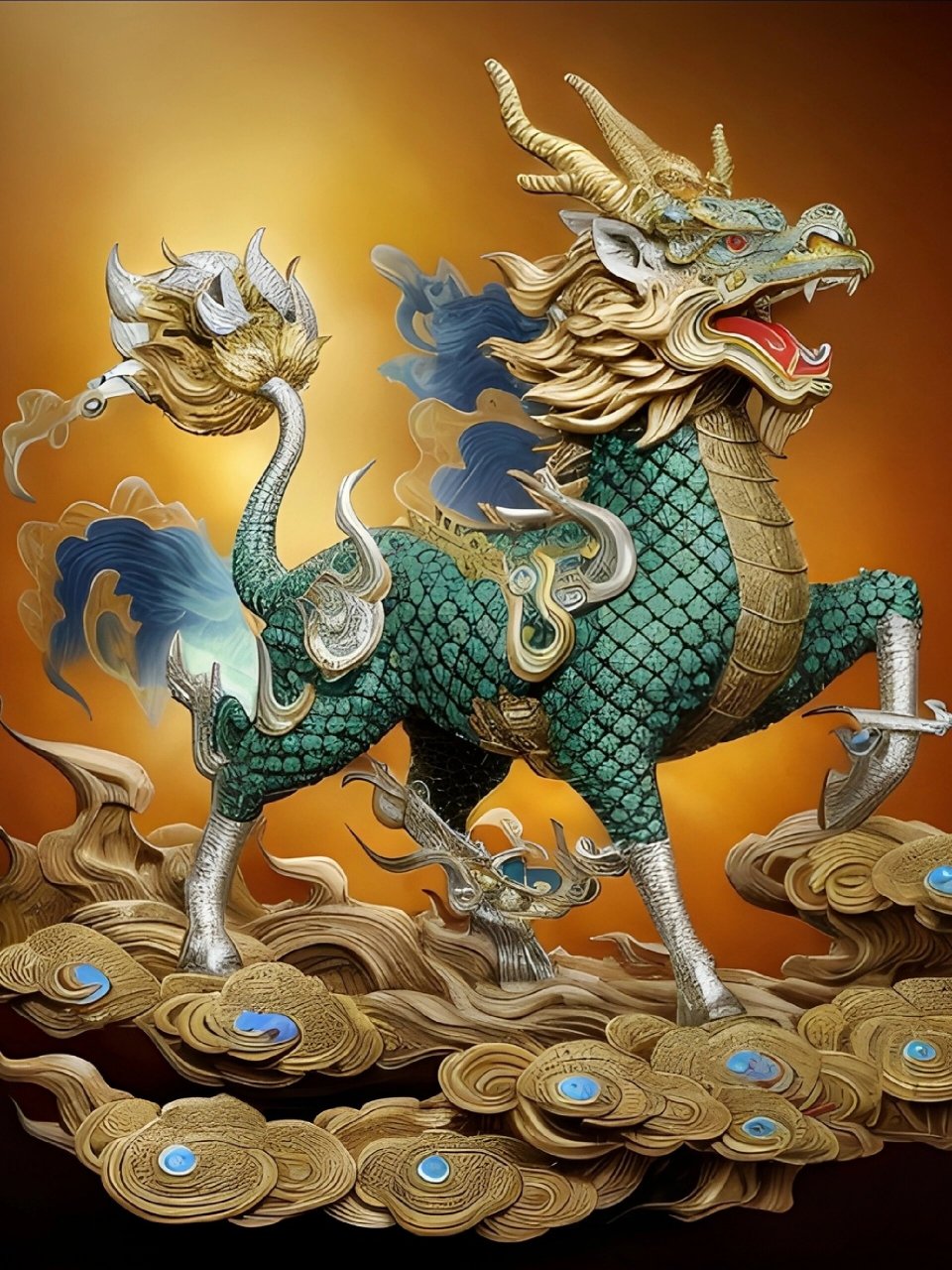 麒麟宝石摆件全身形象生动,寓意着平安,吉祥,长寿,是人们祈求平安