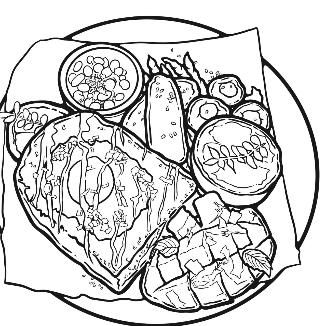 美食插画|美味营养餐(附线稿) 这样的营养餐你会拒绝吗 	 素材来源