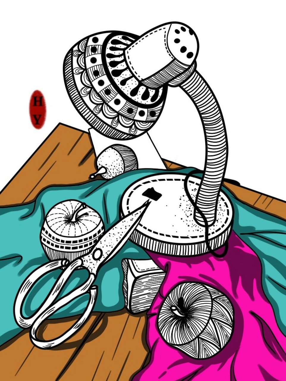 【台灯】线描|24/100 |附线稿原图 台灯 . . . ～牛老师