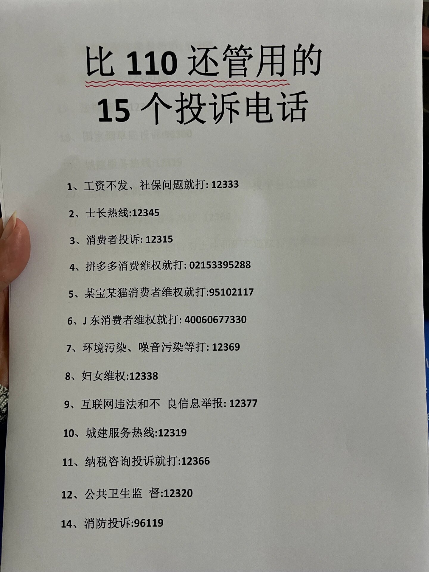 看好了‼️这是比110还管用的15个投诉电话☎️