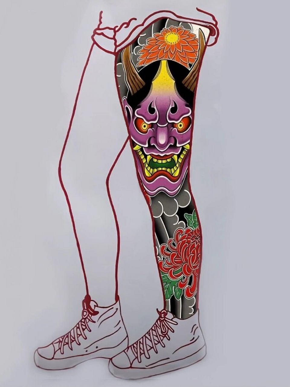 花腿纹身手稿(二) 日式老传统花腿纹身手稿