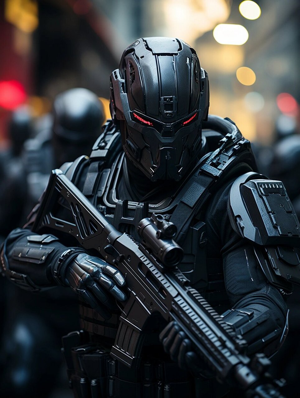 未来主义机械战甲设计|玄甲军|创意 未来主义机械战甲设计. 全身黑色.