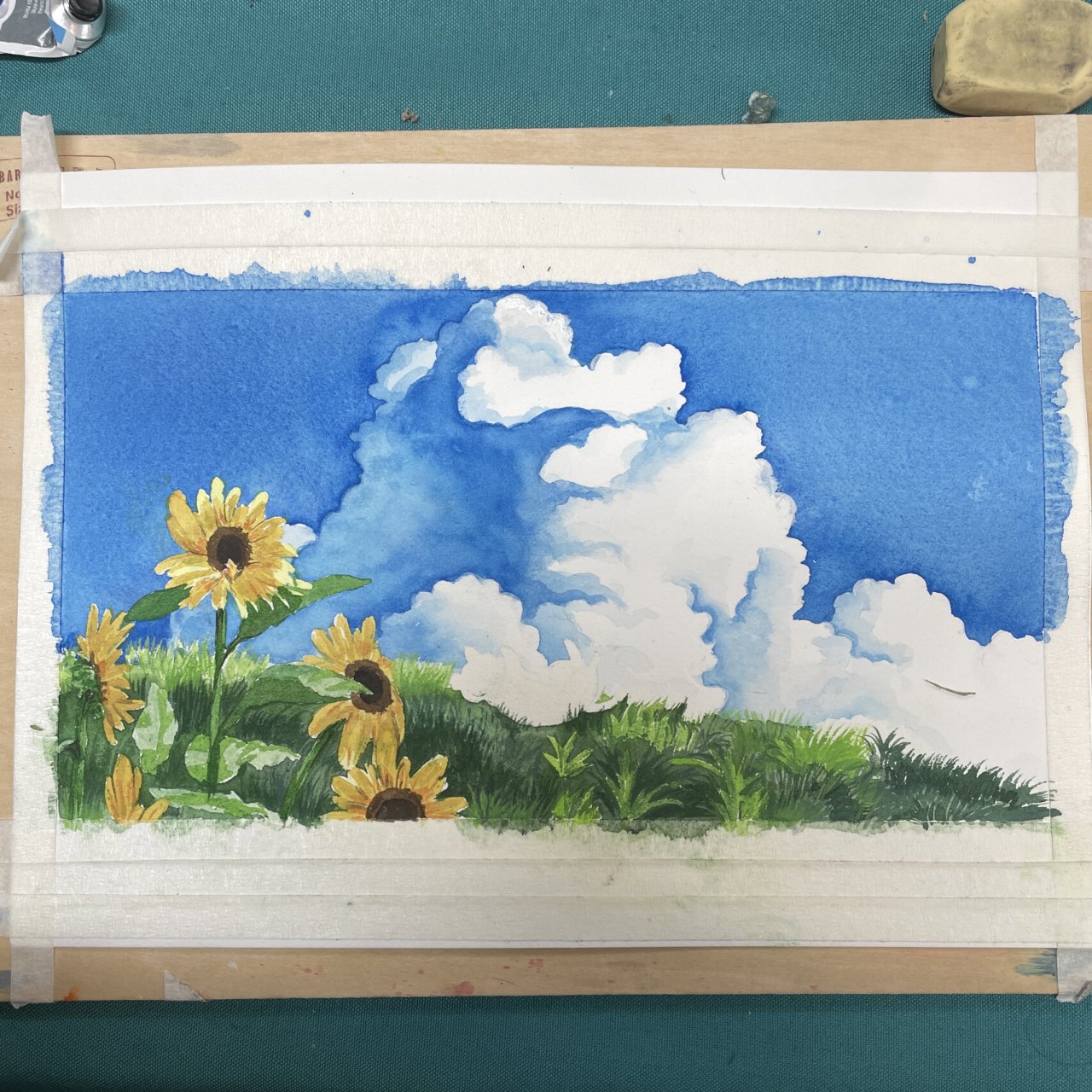 宫崎骏水彩画 ‖ 云朵下的猫7815 93付步骤图 纸张:宝虹300g