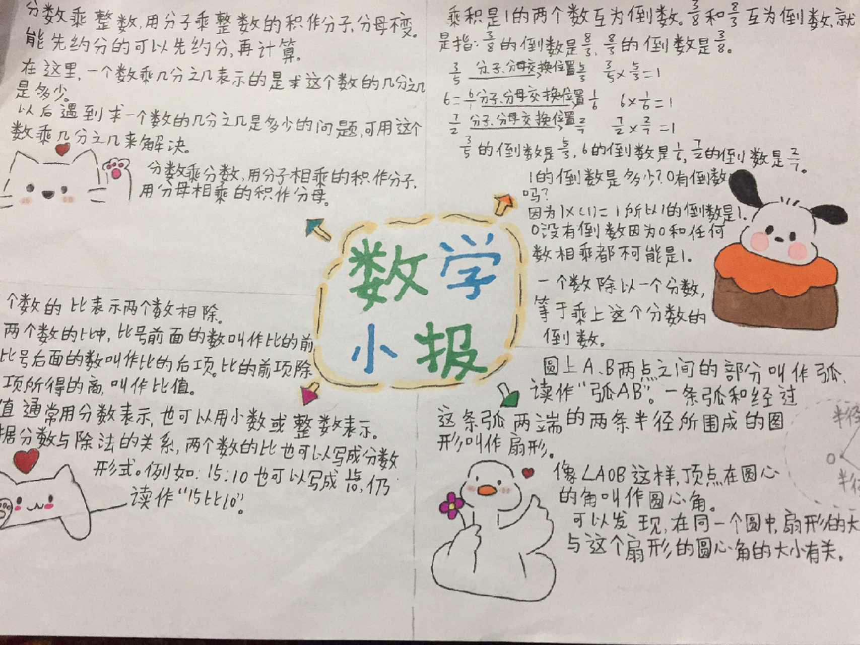 六年级上册数学小报.简单又好画!喜欢点一个赞吧!
