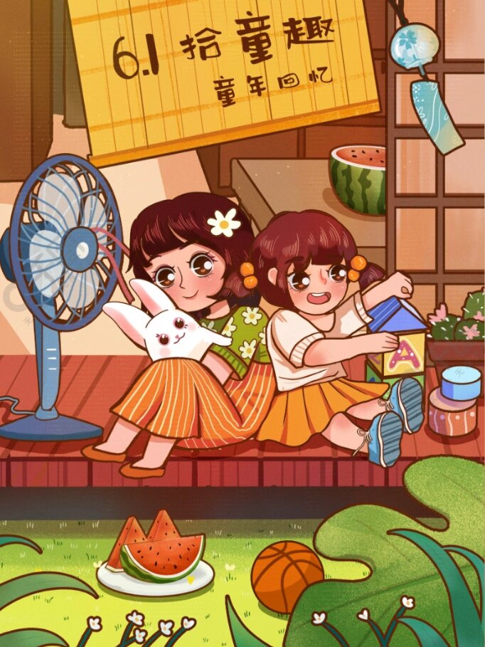 童年回忆插画丨你属于哪个年代的儿童呢6015