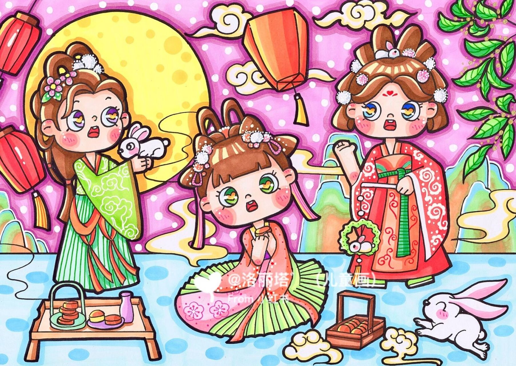 原创幼教考编主题画 节日主题《中秋佳节》 分享!