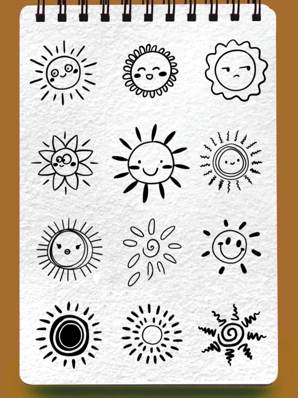 太阳77简笔画大全创意儿童画零基础 各种太阳 加上小表情更可爱