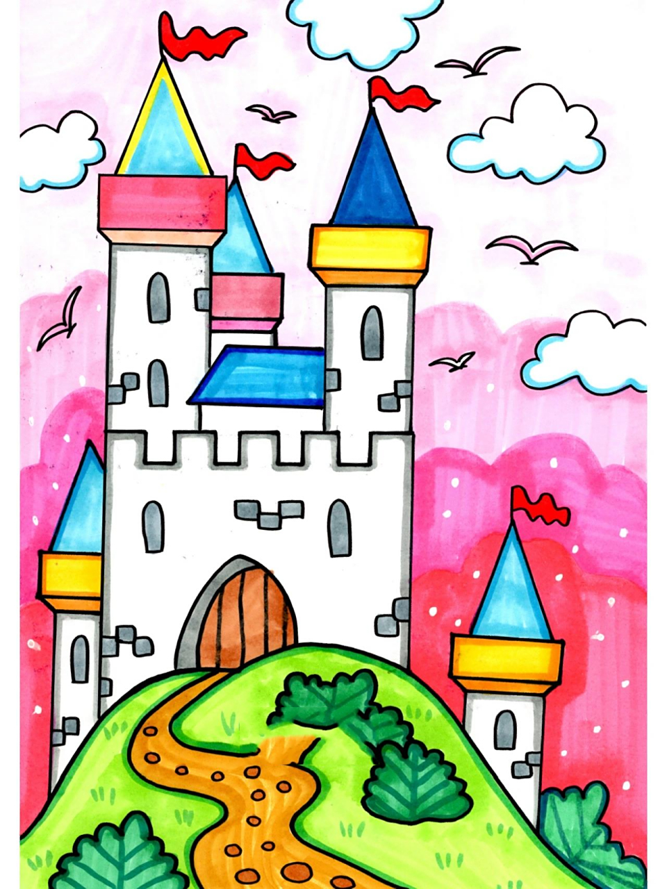 马克笔儿童画 城堡房子系列(附大图) 马克笔儿童画 城堡房子系列(附