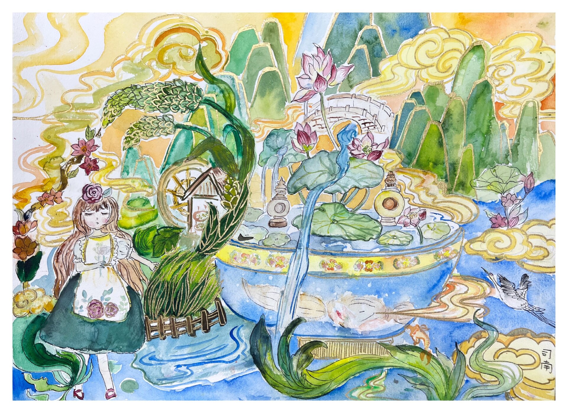 《山水成都,风光独好》儿童水彩画创作