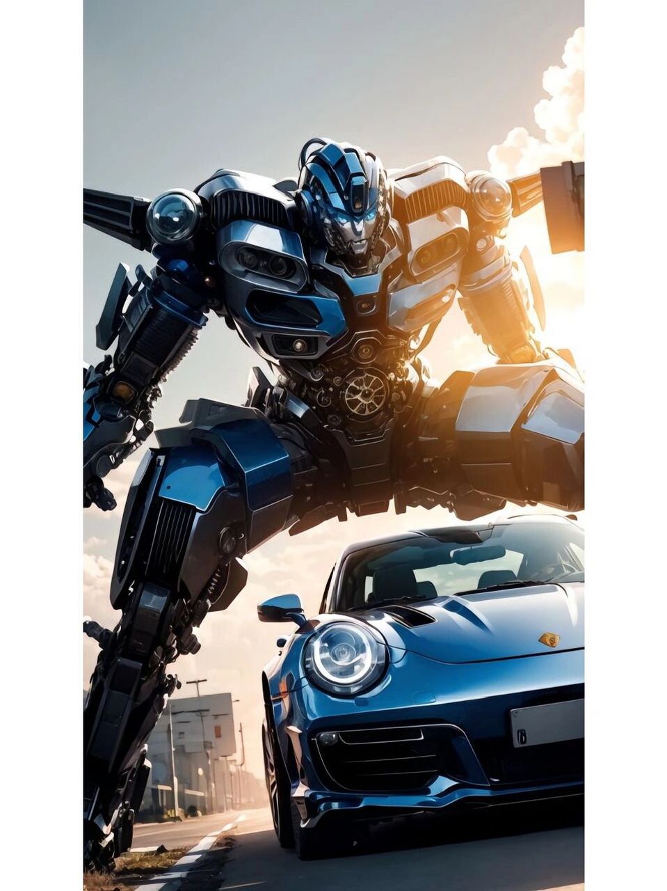 变形金刚7之显眼包幻影 变形金刚 幻影 和 它的银色保时捷.