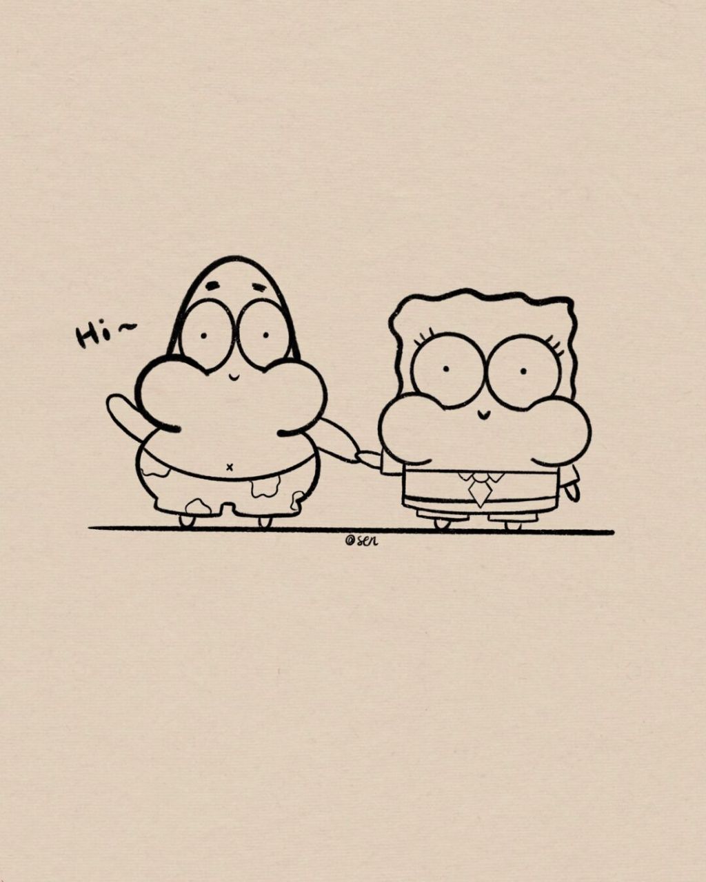 可爱简笔画|海绵宝宝|附过程 海绵宝宝派大星 临摹 #画画# #简笔画