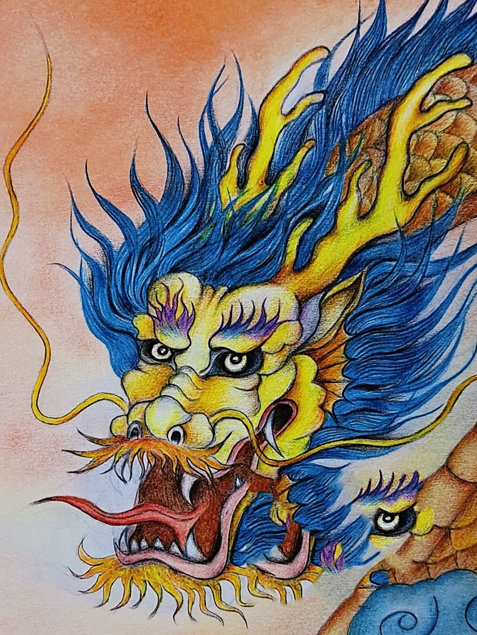 晓芳彩铅画——龙 彩铅画,龙,神兽