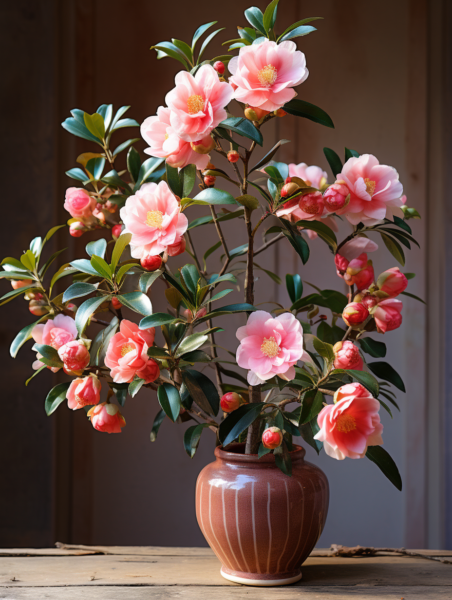 9691 十大名花之一的山茶花,美丽而多彩,是花坛中的瑰宝.