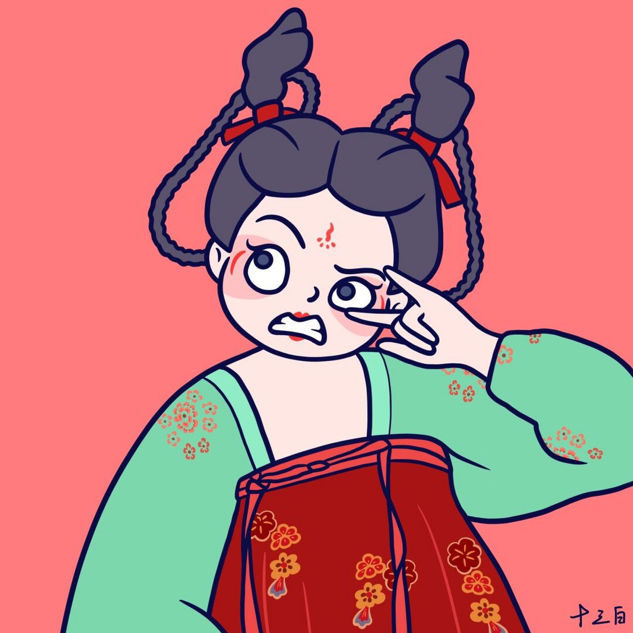 我是原创插画师# 可可爱爱的唐朝姑娘头像,抱走吧～ #手绘头像