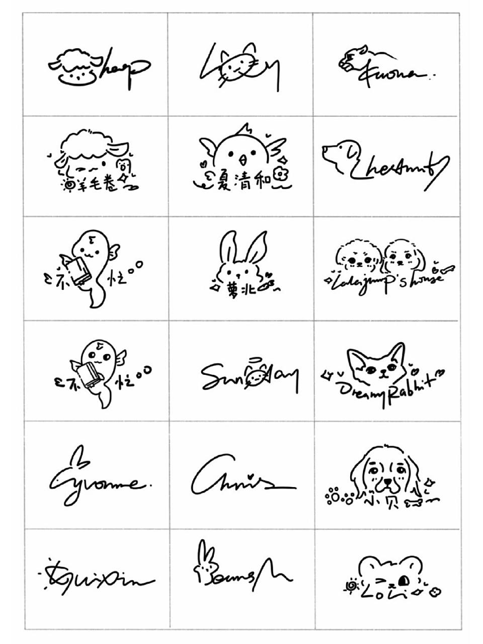 你留名我设计个性英文签名宠物头像简笔画 #个性签名设计# #简笔画