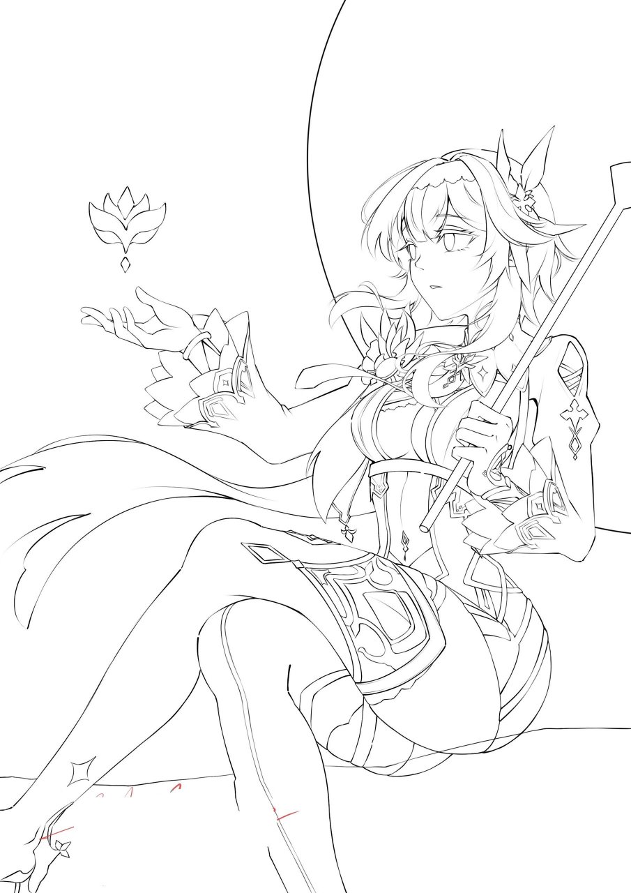 原神优菈 原神优菈板绘绘画过程