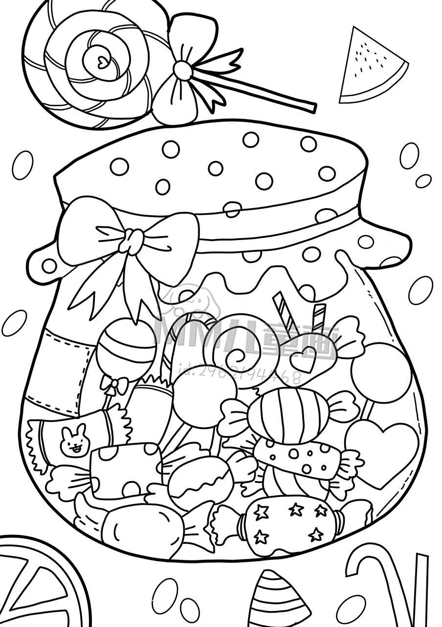 画 《儿童节糖果》高清(附线稿 尺寸:a465工具:ipad/铅笔/工作室笔