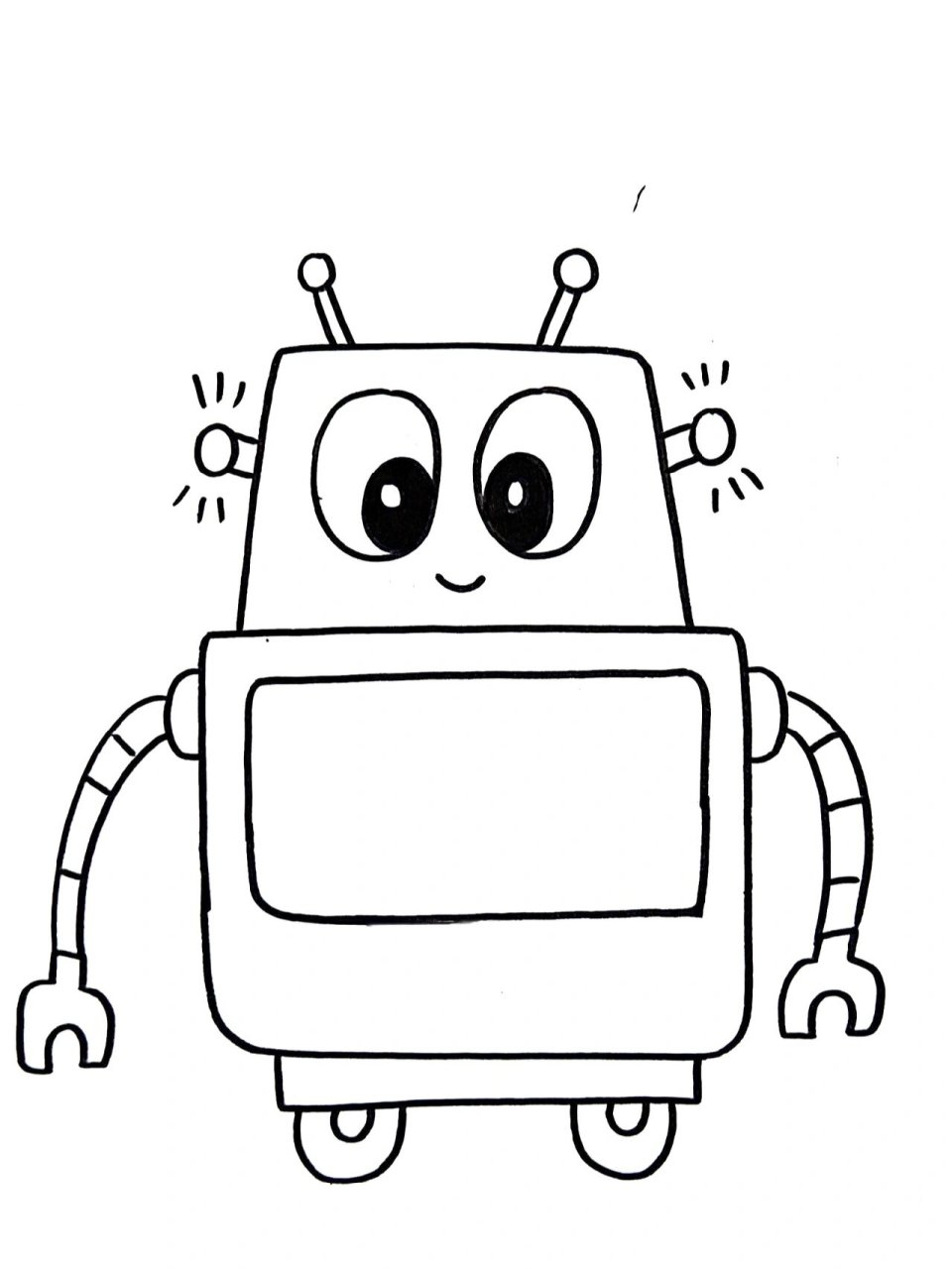 儿童画手绘    附带线稿《机器人🤖》