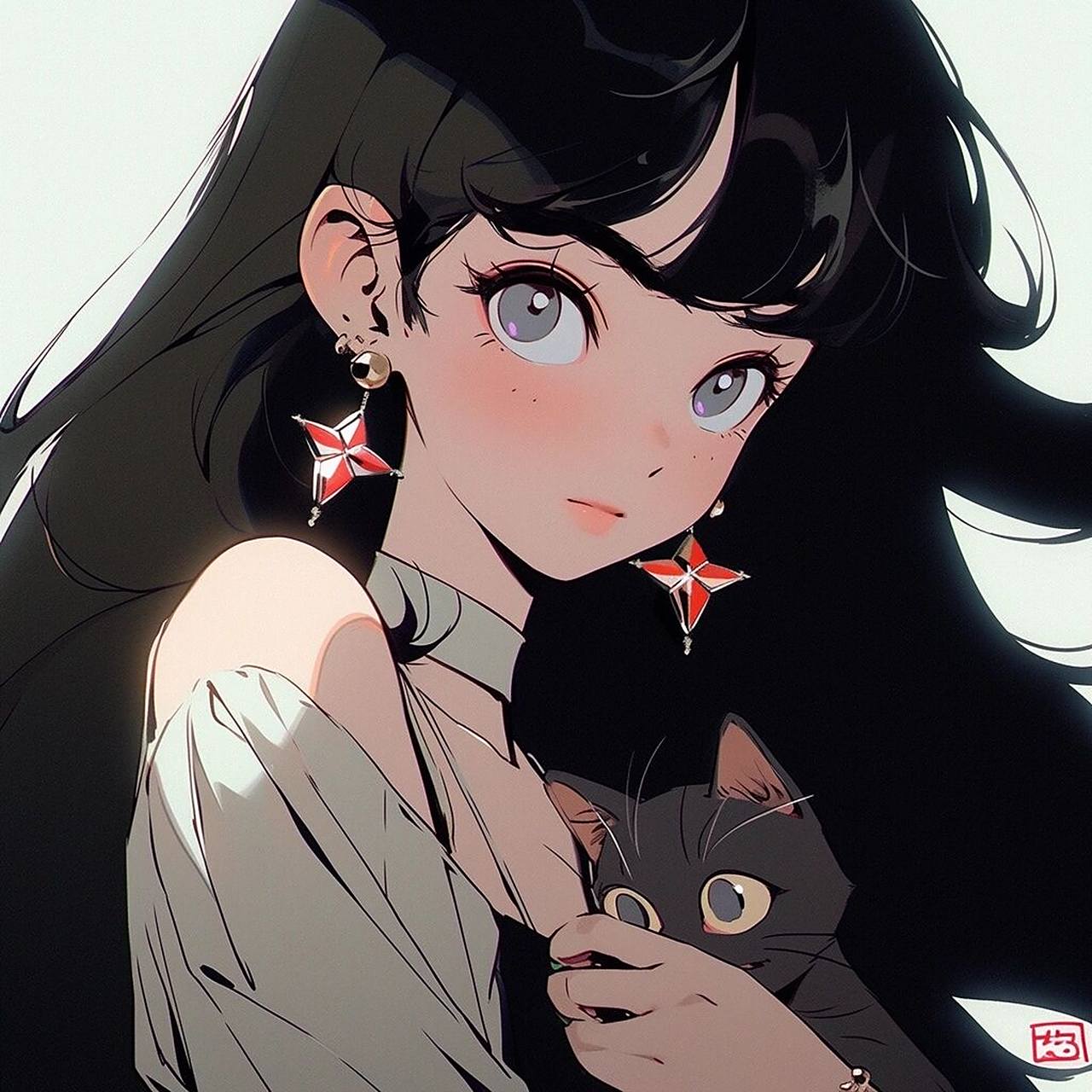 女生头像|旧漫黑长直超酷女孩|内附壁纸 #ai绘画有点东西# #ai绘画