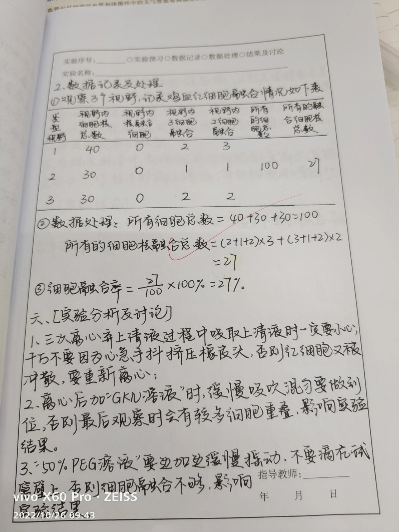 鸡红细胞融合实验报告