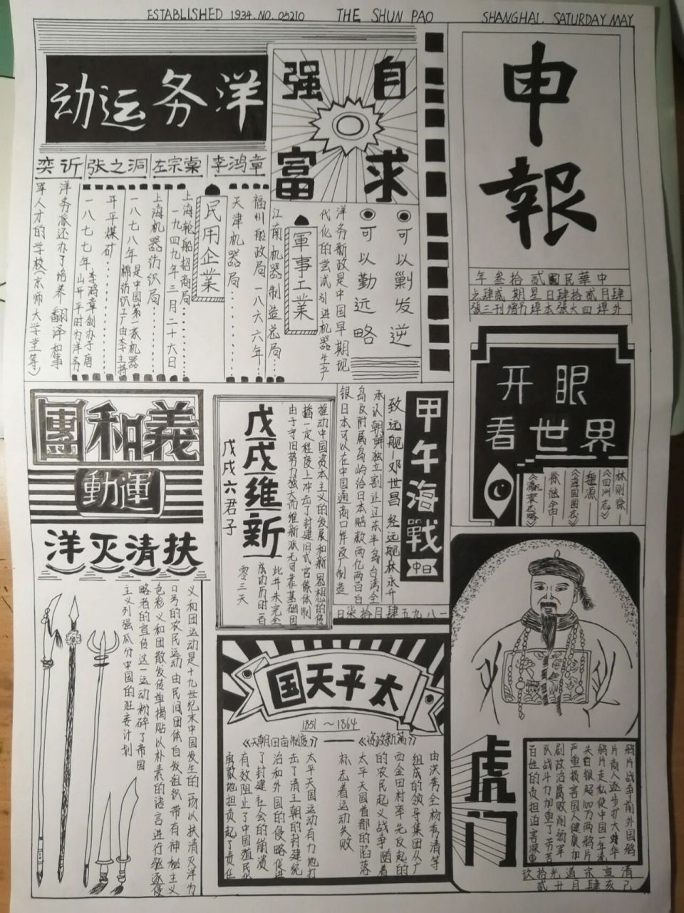历史手抄报 申报 原创08 浅浅交个作业,这个a3的版面大得让我觉得是