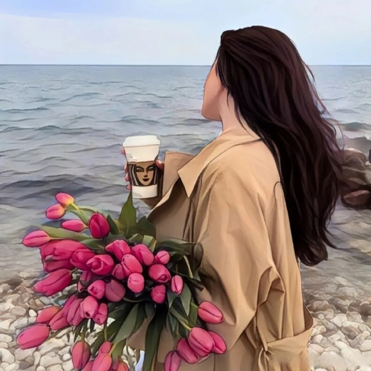 温柔氛围感捧花女生头像   #文案# #情感# #朋友圈文案