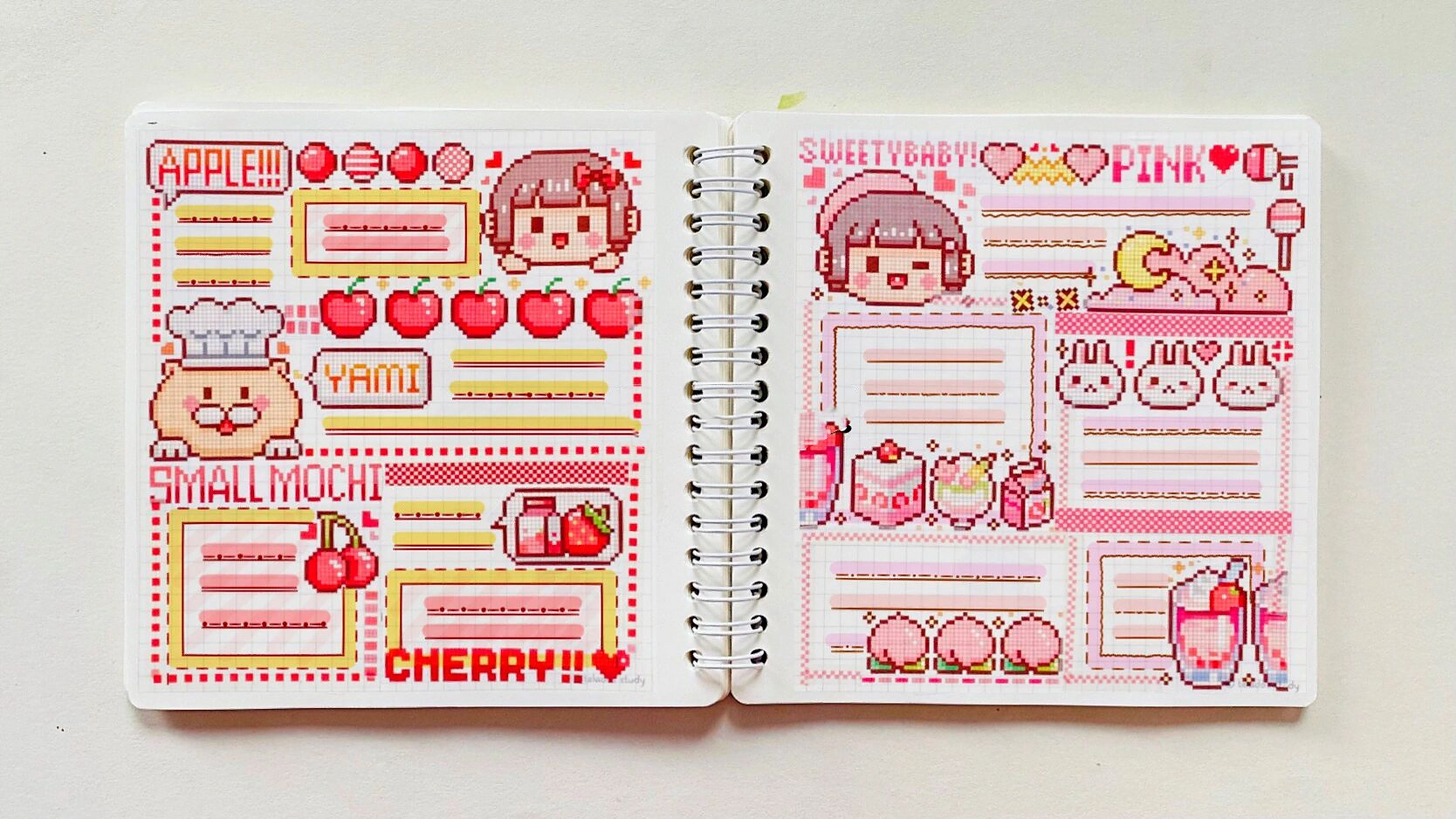 小麻薯手帐排版,万能手帐排版,方方本 手帐素材:小麻薯方块世界