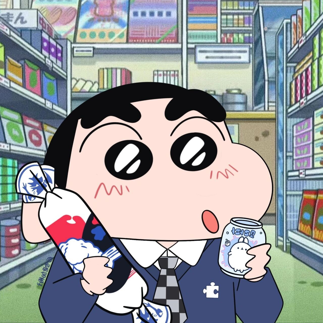 蜡笔小新情侣头像分享 想和你吃遍这世界上所有美食.