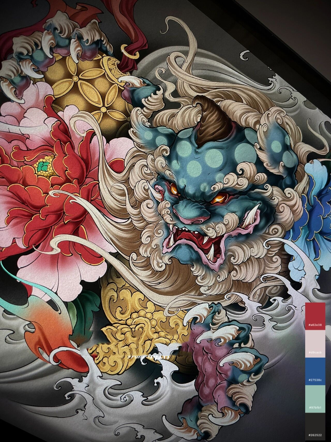 99原创新传统唐狮纹身手稿设计99