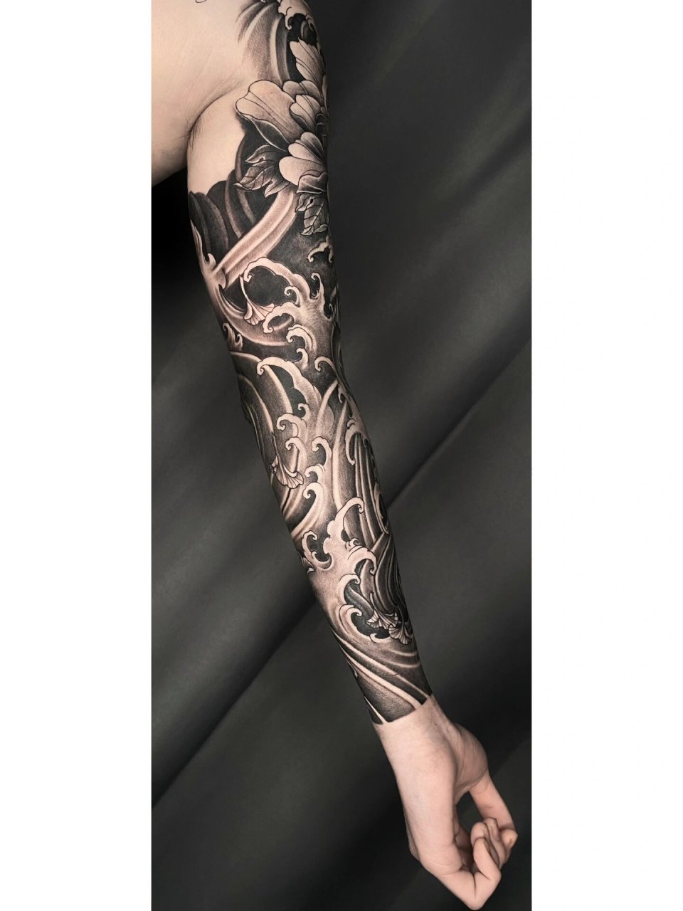 新传统浪花花臂98 连续三天28小时完工#纹身# #衡阳纹身# #花臂纹身