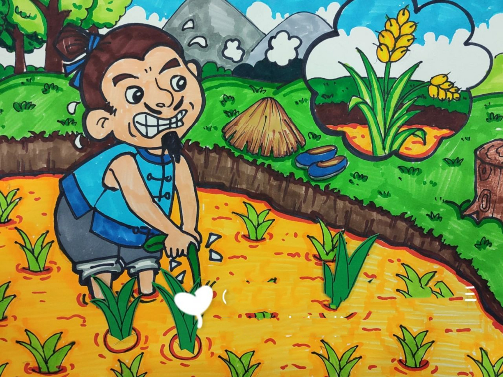 6-9岁成语寓言故事【揠苗助长】 1,通过阅读了解故事情节后,勾绘出