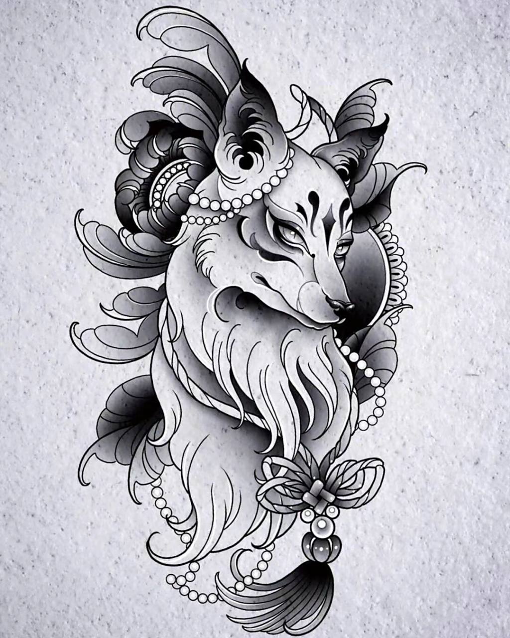 狐狸纹身手稿分享 | 欧美new school新传统