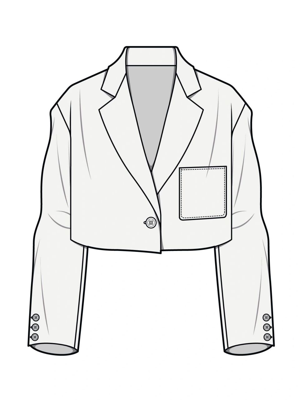 服装设计干货|服装平面款式图 03设计感西装,风衣 外套 整体工艺