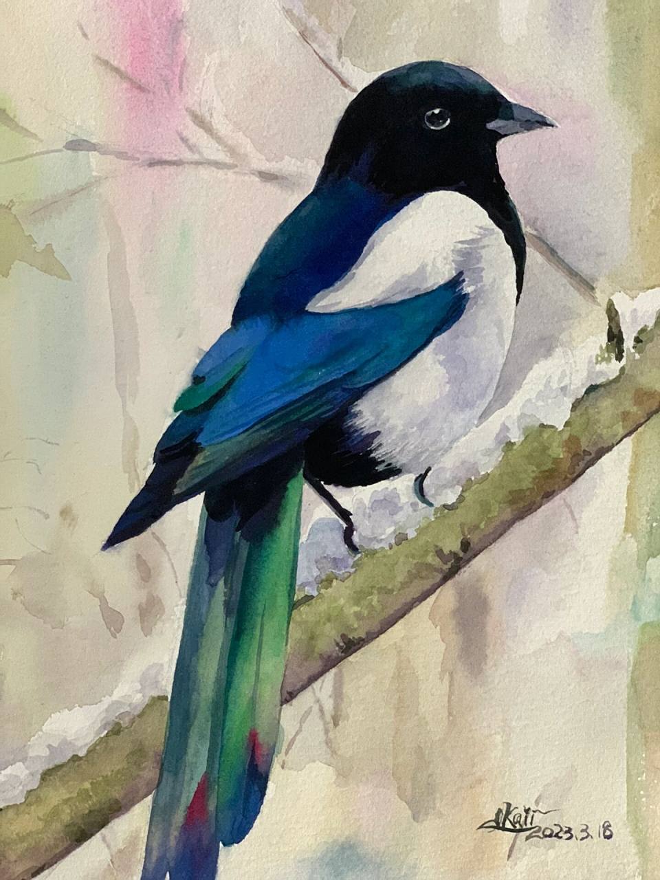 水彩～喜鹊