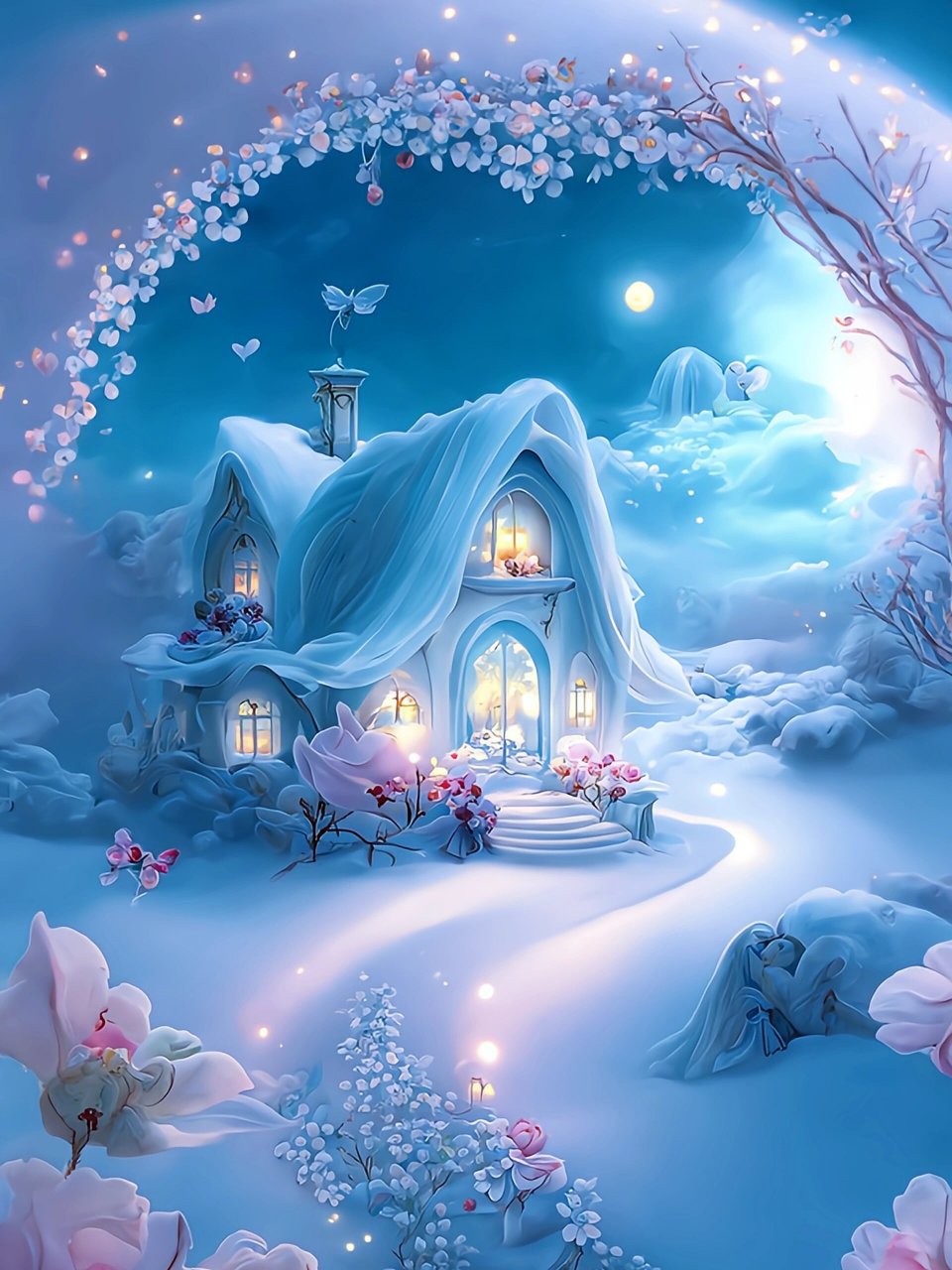 梦幻雪景‖童话般的浅蓝色雪屋