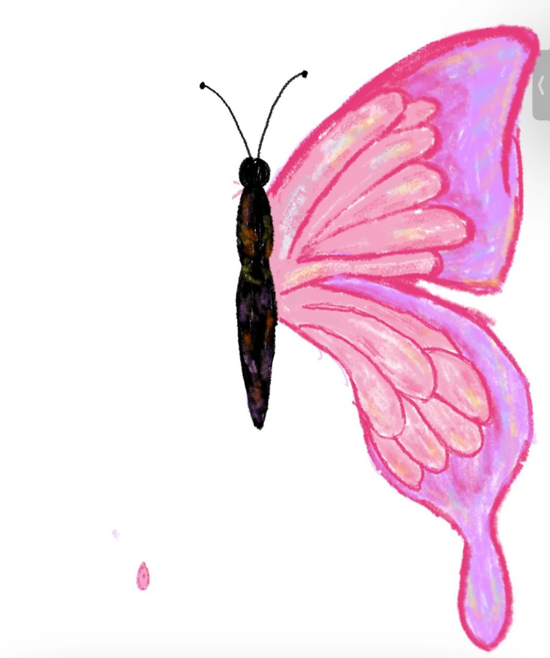 半只蝴蝶 画一半笔没电了(不是原创)看到有个小美女画的很好看就模仿