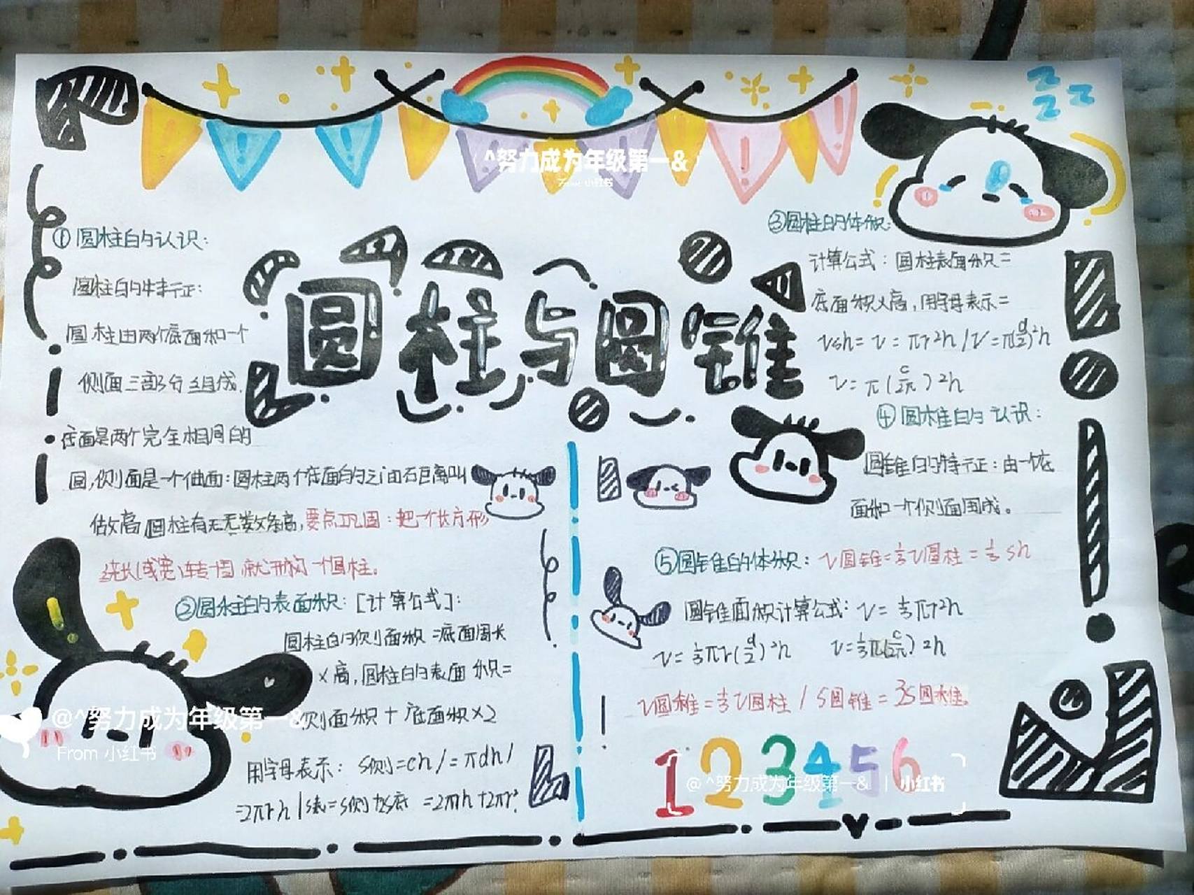 【圆柱与圆锥】手抄报来啦~ 六年级下册 数学第三单元 我是原创 借鉴