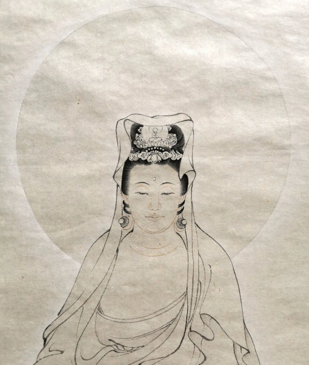 白描 | 观音菩萨像 佛告无尽意菩萨.善男子.若有无量百千万亿众生.