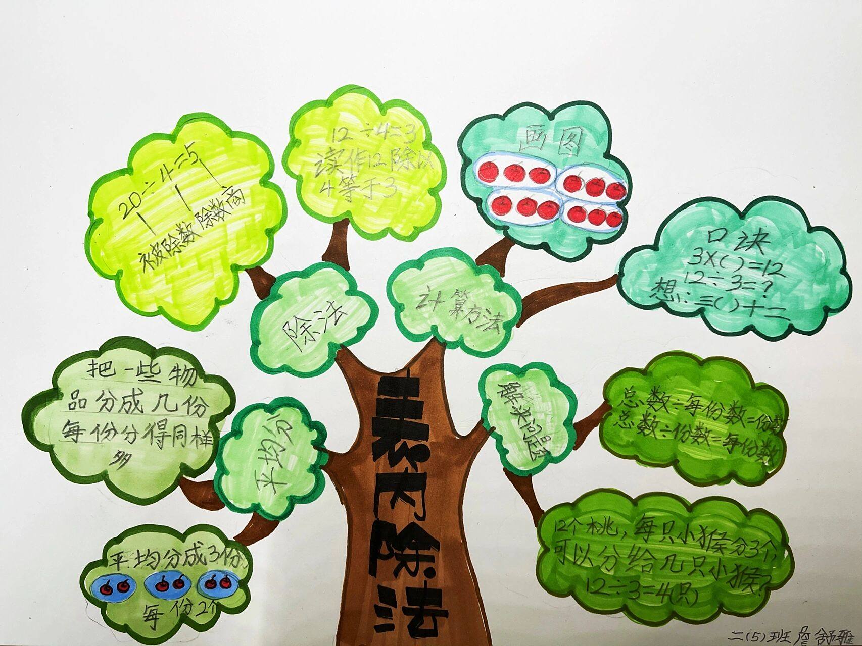 手绘表内除法思维导图  数学二年级下册表内除法思维导图