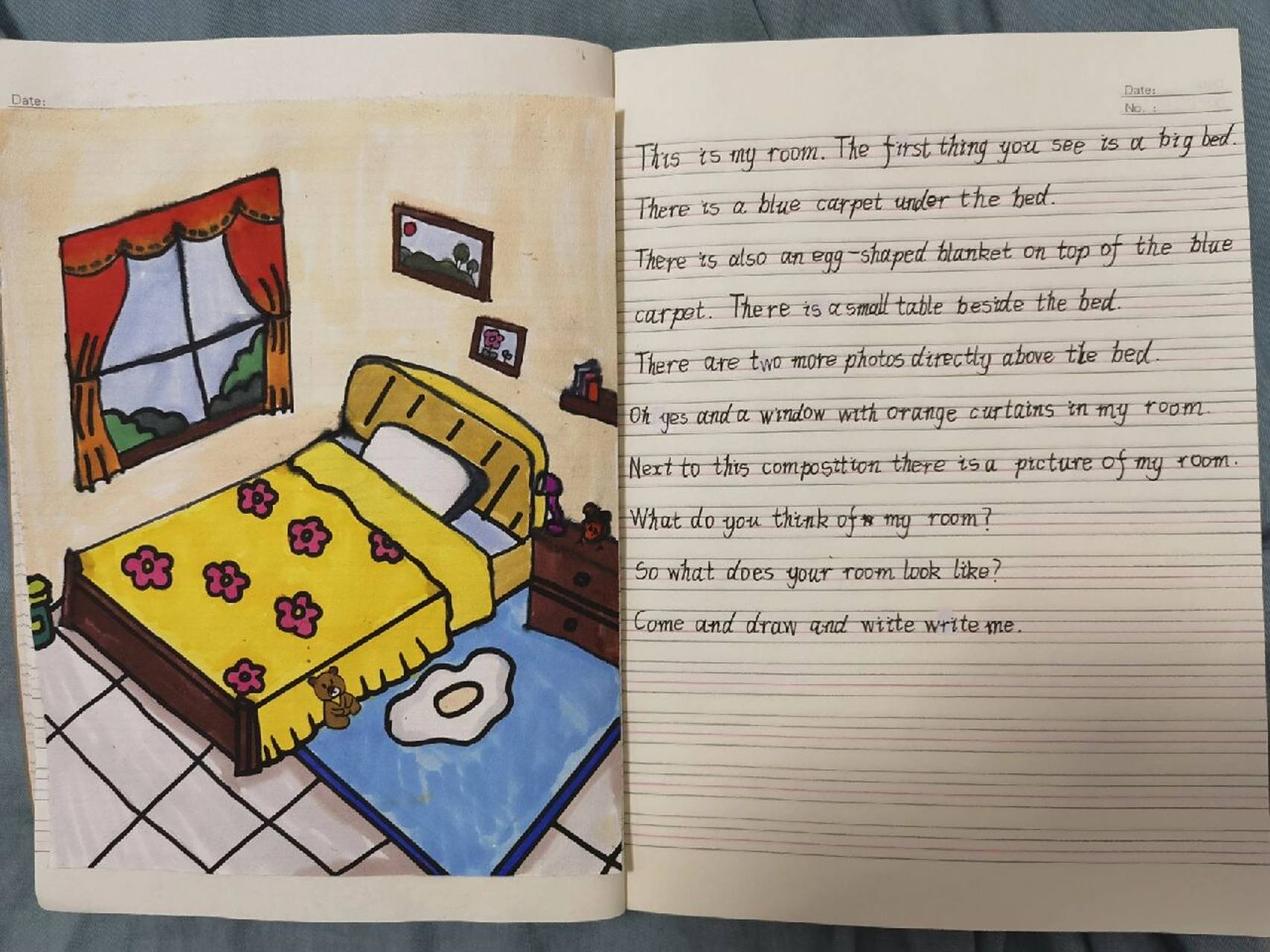 英语作文《我的房间》 女儿5年级的作业,反正我是完全看不懂,也不知道