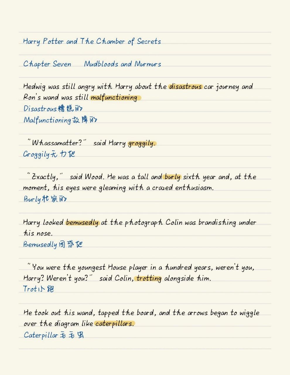 哈利波特英文原著阅读98阅读笔记2-7 哈利波特与密