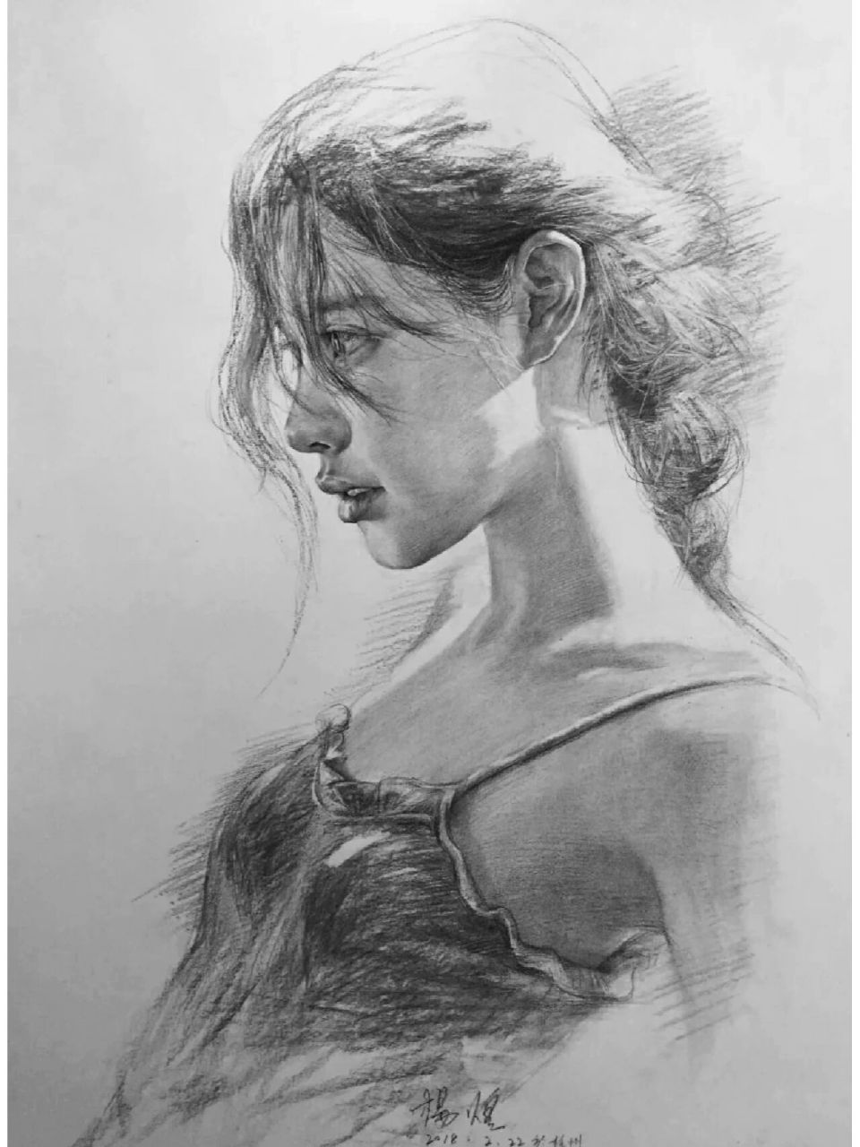 头像最美的侧脸 女性素描头像分享 最美的侧脸 调子细腻 很有感觉