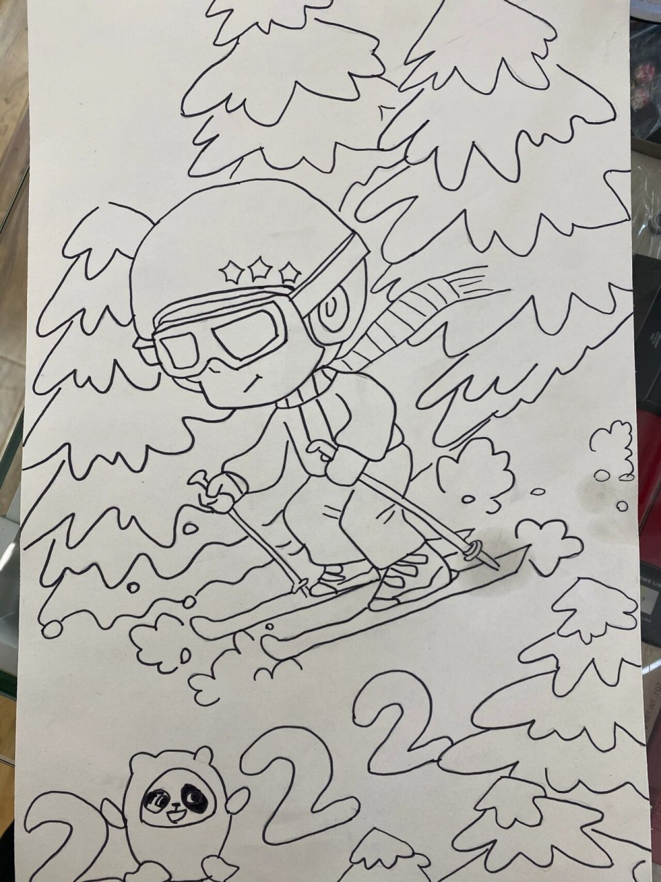 2022冬奥会 冬季滑雪 儿童画 #儿童画2022冰雪之约# 冬奥会滑雪