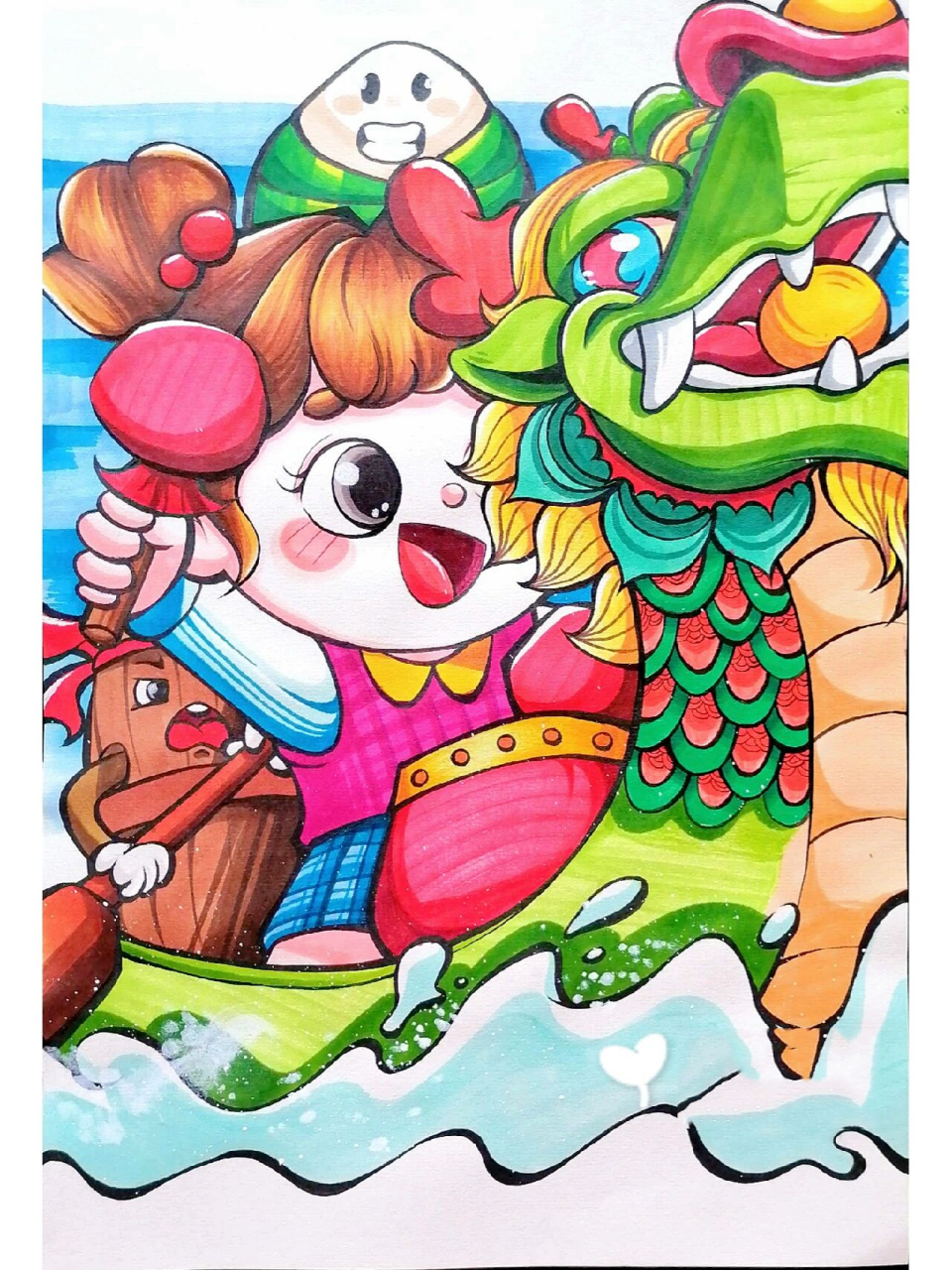 端午节 赛龙舟 马克笔绘画
